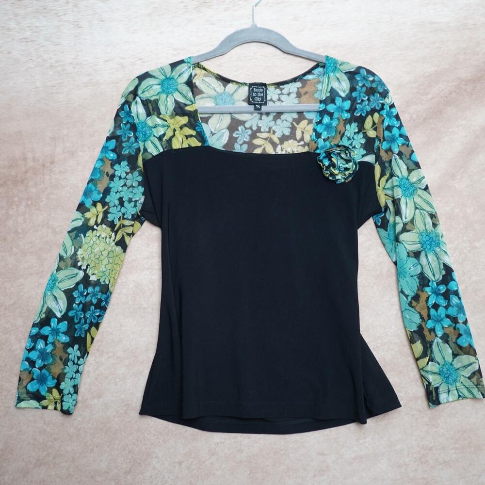 Suzie in the City Floral Mesh Y2K Top M